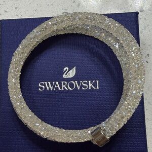 Swarovski Clear Crystal Pavé Double-Ring Bracelet
